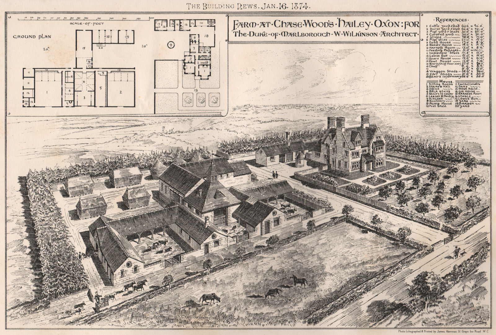 Farm at Chasewood, Hailey, Oxon. Duke of Marlborough; W Wilkinson Archt 1874